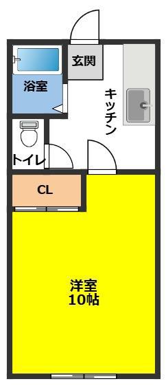 メゾンシーダ(1K/2階)の間取り写真