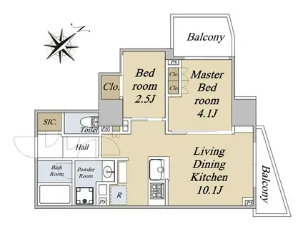 クレストコート旗の台(2LDK/1階)の間取り写真