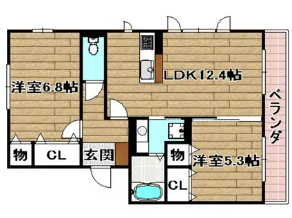 ピサ・リオアリバ(2LDK/1階)の間取り写真