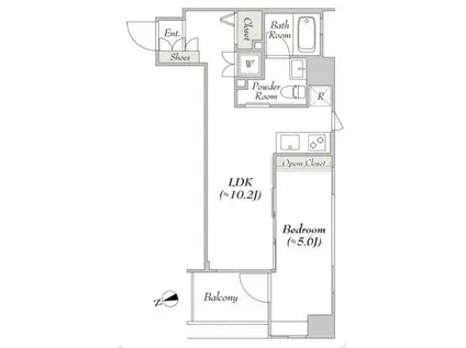 ブルロック銀座イースト(1LDK/2階)の間取り写真