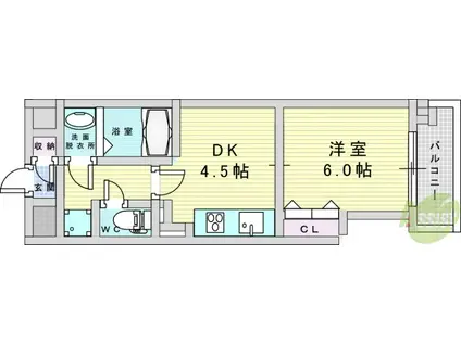 ワールド・シズ・弐番館(1DK/5階)の間取り写真