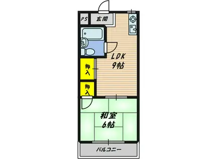 ディアハイム新興(1LDK/4階)の間取り写真