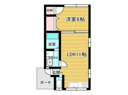 アルメリア白岩(1LDK/1階)の間取り写真