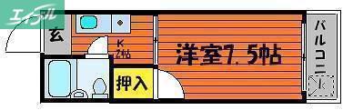 プレアール東古松(1K/4階)の間取り写真
