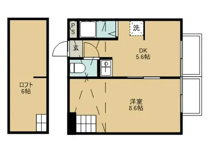 アップルハウス中野栄III(1DK/2階)の間取り写真