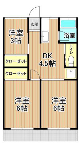 第一静和荘(3DK/1階)の間取り写真