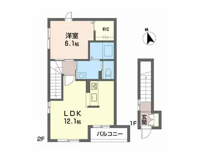 アラヴェール(1LDK/2階)の間取り写真