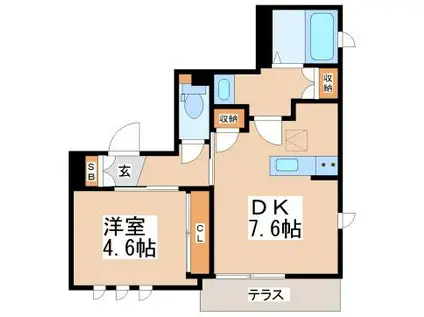 シャーメゾンサパモーレ(1DK/1階)の間取り写真