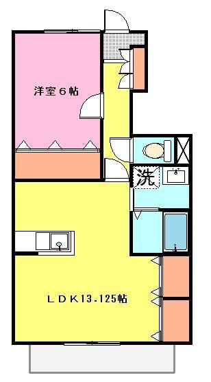 メモリーハイツ(1LDK/1階)の間取り写真