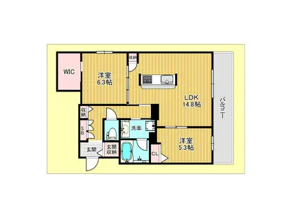 エルゲン江坂(2LDK/1階)の間取り写真