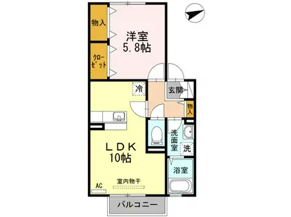 セジュールWITH(1LDK/2階)の間取り写真