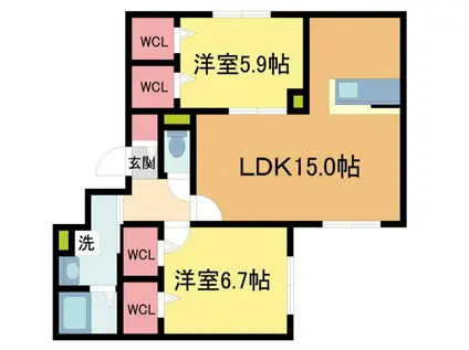 LE BELLE GRAND(2LDK/1階)の間取り写真