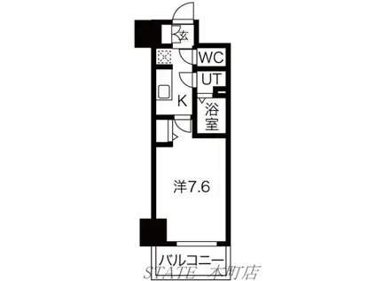 LALA PLACE難波ガルテン(1K/8階)の間取り写真