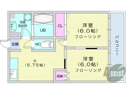 メゾン・ド・オリザ(2K/2階)の間取り写真