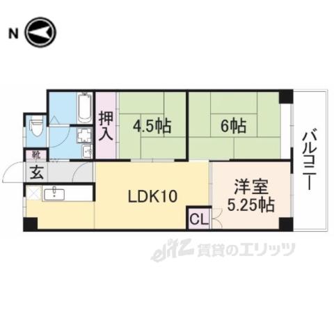 オリエントマンション(2LDK/6階)の間取り写真