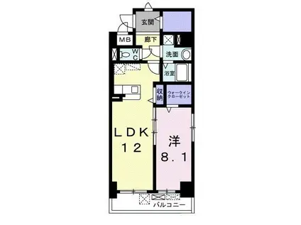 GRAND HILLS(1LDK/2階)の間取り写真