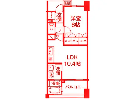 IXIA横浜鶴見ステーションフロント(1LDK/4階)の間取り写真