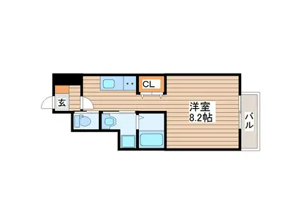 ARMANDあすと長町(1K/1階)の間取り写真