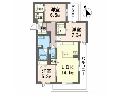 ヴェルデ小田井(3LDK/2階)の間取り写真