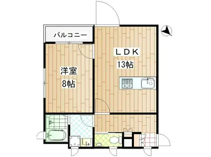 ブロケードグレース(1LDK/2階)の間取り写真