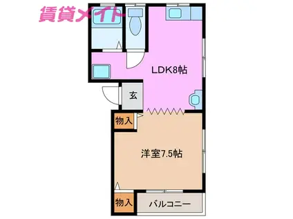 アンセーヌメゾンシャルル(1LDK/2階)の間取り写真