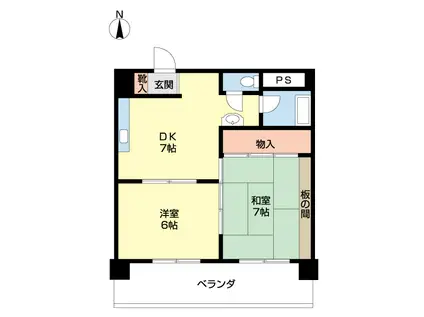 西船橋ファミリーマンション(2DK/4階)の間取り写真