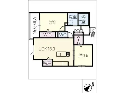アンビエラ宝が丘(2SLDK/2階)の間取り写真