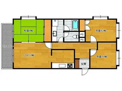 高宮シティハウス(3LDK/2階)の間取り写真