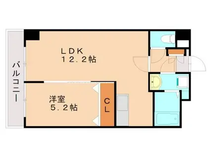 グロワール高宮(1LDK/4階)の間取り写真