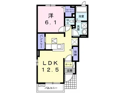 チャンプ ヴィレージ A(1LDK/1階)の間取り写真