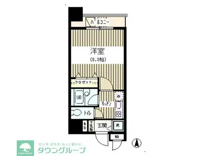 アクアコート(1K/8階)の間取り写真