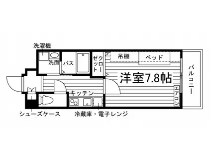 オチェアーノ久留米大学前(1K/1階)の間取り写真