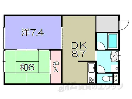 南方マンション(2DK/3階)の間取り写真