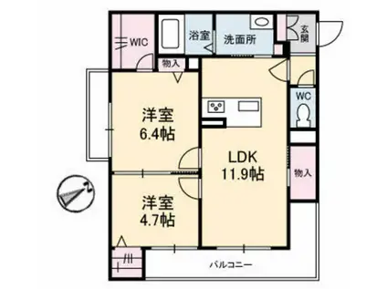 サニーカーサ祇園(2LDK/3階)の間取り写真