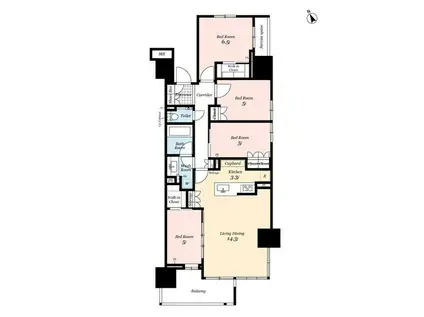 ルフォン船堀 ザ・タワーレジデンス(4LDK/5階)の間取り写真