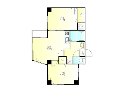 ルミエラII(2DK/2階)の間取り写真