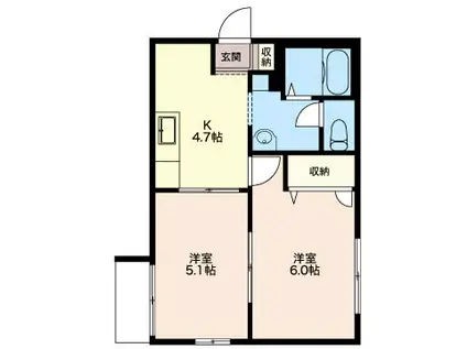 フラット南荻窪B(2K/2階)の間取り写真