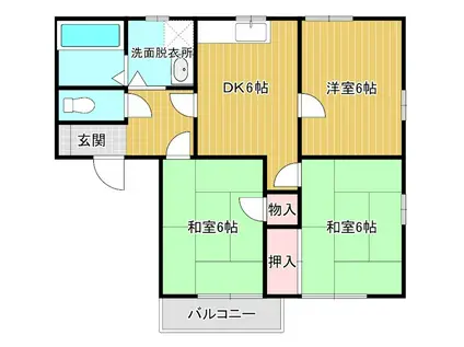 セゾン蜃気楼A(3DK/2階)の間取り写真
