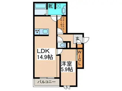 スペチアーレ平野西(1LDK/2階)の間取り写真