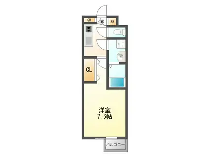 シエテ杭瀬南(1K/2階)の間取り写真