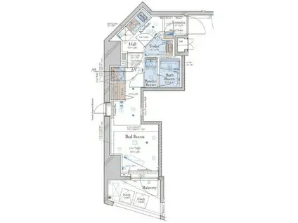 コンシェリア大崎 TOKYO PREMIUM(1K/3階)の間取り写真