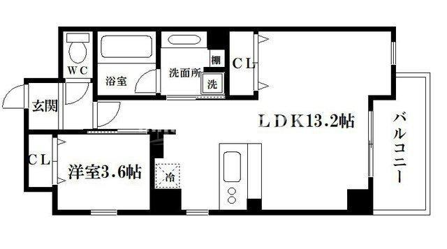 レクシア九条DUO(1LDK/6階)の間取り写真