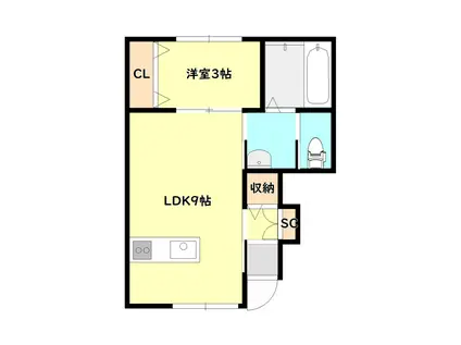 アパートメント天野(1LDK/1階)の間取り写真