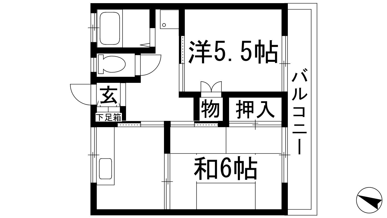 イワオハイツ6号館(2K/2階)の間取り写真