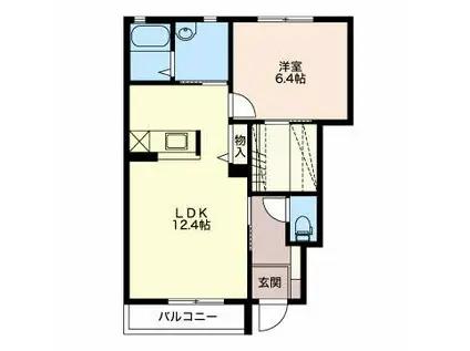 クラヴィエ亘徳(1LDK/1階)の間取り写真