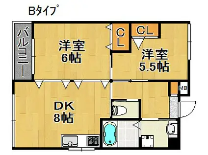 ツインステージ住吉(2LDK/7階)の間取り写真