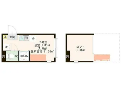 EMINENCE I(ワンルーム/1階)の間取り写真