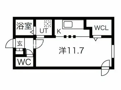 メニーズコート元町西(1K/2階)の間取り写真
