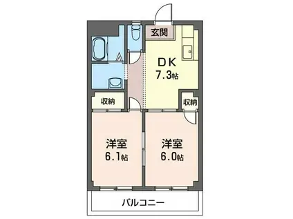 ハウスパストラル(2DK/1階)の間取り写真