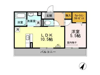 セントラルタウンコートB棟(1LDK/2階)の間取り写真